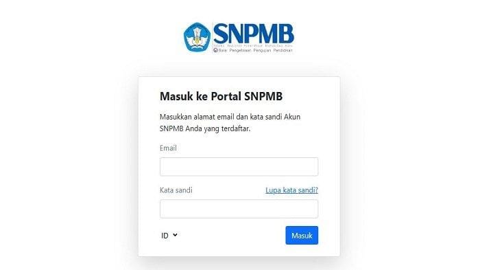 Laman Login Pendaftaran SNBP 2025